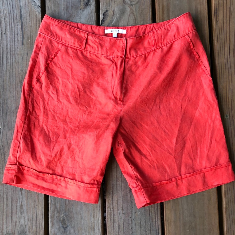 M Koton Ramie Shorts Hot Orange Slim Fit